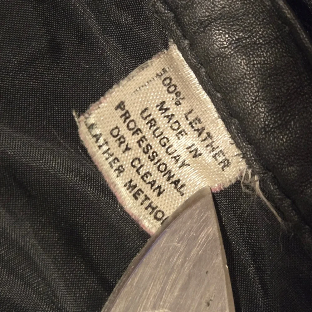 Vintage Black Leather Chaus Skirt 14x25in Chaus Size 10 Chic Made‎ In Uruguay